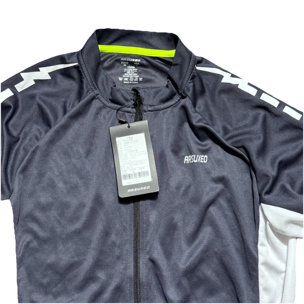 New ARSUXEO Cycling Shirt M Reflective Back Pocket Bicycle Sport Outdoors NWT - Picture 5 of 7